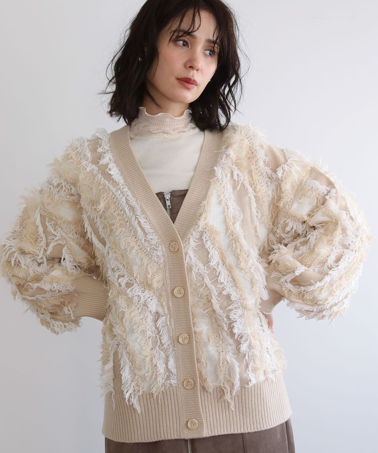 Green Parks「・ELENCARE DUE フリンジジャカードカーディガン」|カーディガン|