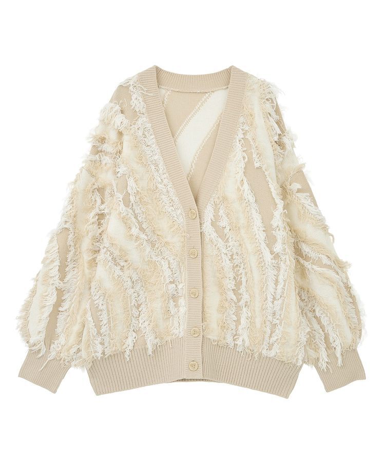 Green Parks「・ELENCARE DUE フリンジジャカードカーディガン」|カーディガン|