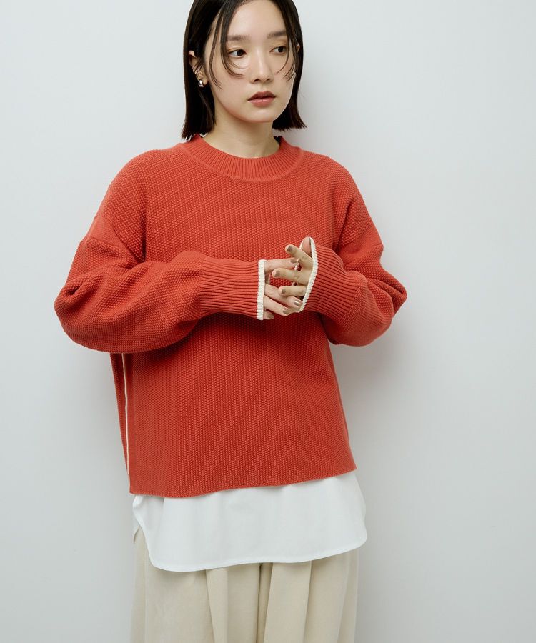 Green Parks「かのこ編モックネックニットプルオーバー」|ニット・セーター|Orange
