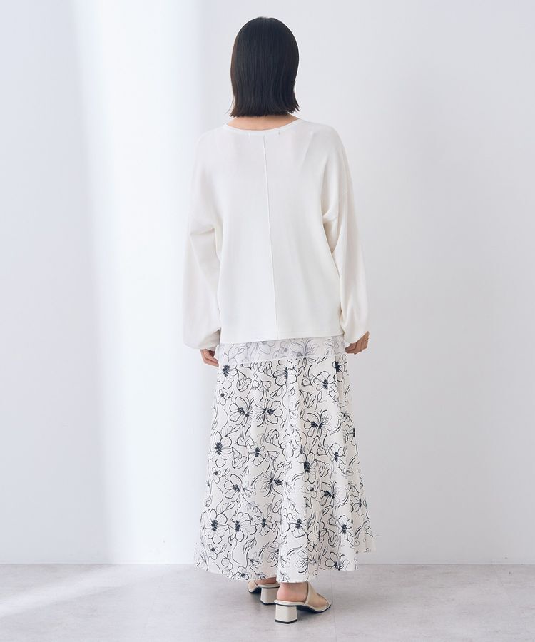 YECCA VECCA「ラインフラワー柄マーメイドスカート」|フレア|