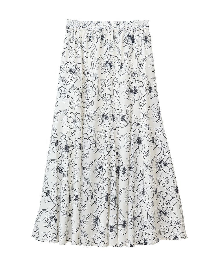 YECCA VECCA「ラインフラワー柄マーメイドスカート」|フレア|