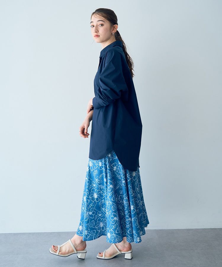 YECCA VECCA「ラインフラワー柄マーメイドスカート」|フレア|
