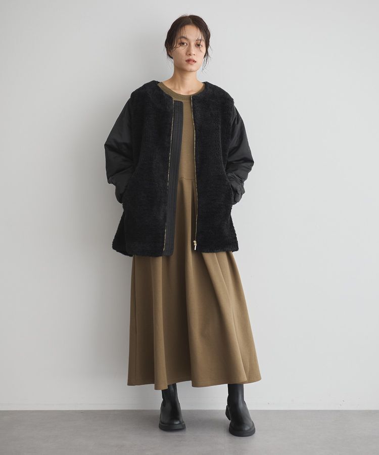 GARAGE OF GOOD CLOTHING「ヘイジーボア切り替えコート」|ノーカラーコート|