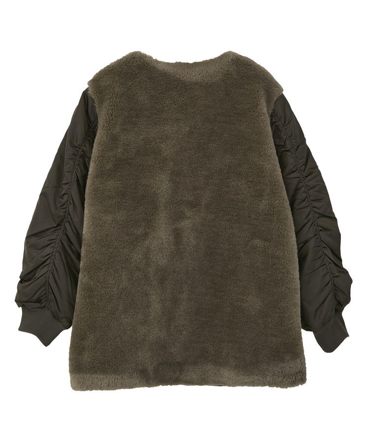 GARAGE OF GOOD CLOTHING「ヘイジーボア切り替えコート」|ノーカラーコート|