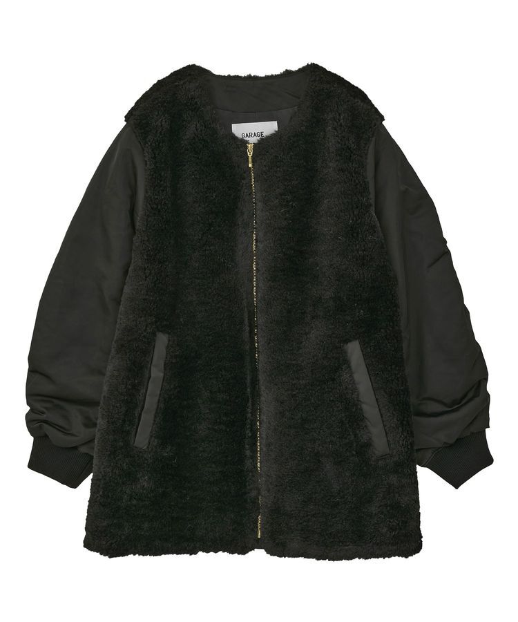 GARAGE OF GOOD CLOTHING「ヘイジーボア切り替えコート」|ノーカラーコート|