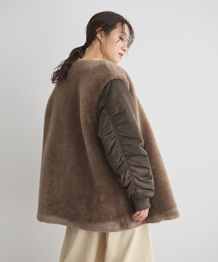 GARAGE OF GOOD CLOTHING「ヘイジーボア切り替えコート」|ノーカラーコート|