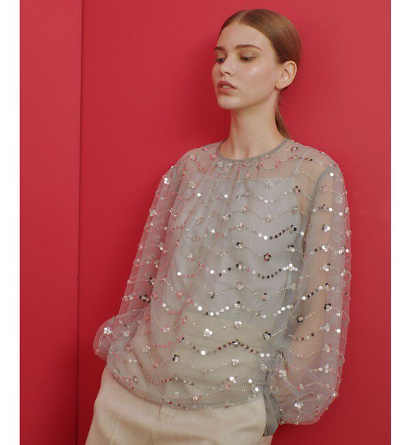 LOULOU WILLOUGHBY「【LOULOU WILLOUGHBY】スパンコールビジューブラウス」|シャツ・ブラウス|