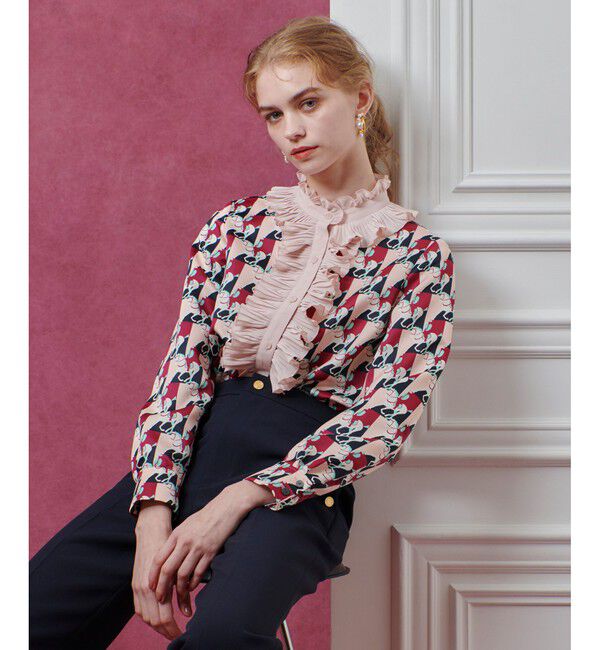 LOULOU WILLOUGHBY「【LOULOU WILLOUGHBY】ホースジオメトリックプリントブラウス」|シャツ・ブラウス|