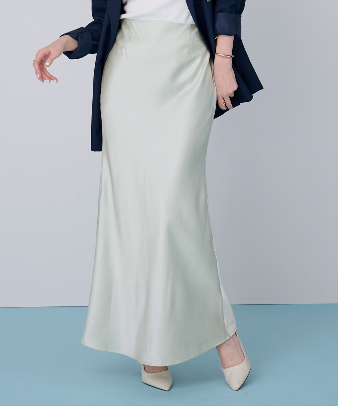 ur's「サテンマーメイドマキシスカート」|スカート|ミントグリーン
