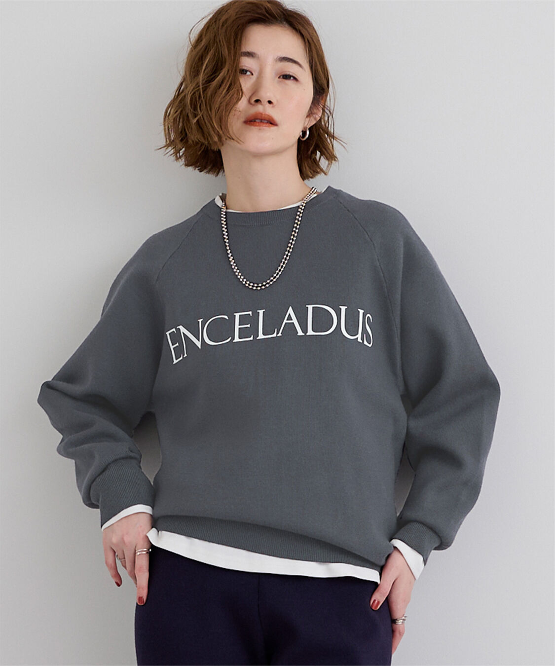 ur's「スウェットライクロゴニット」|ニット・セーター|チャコール