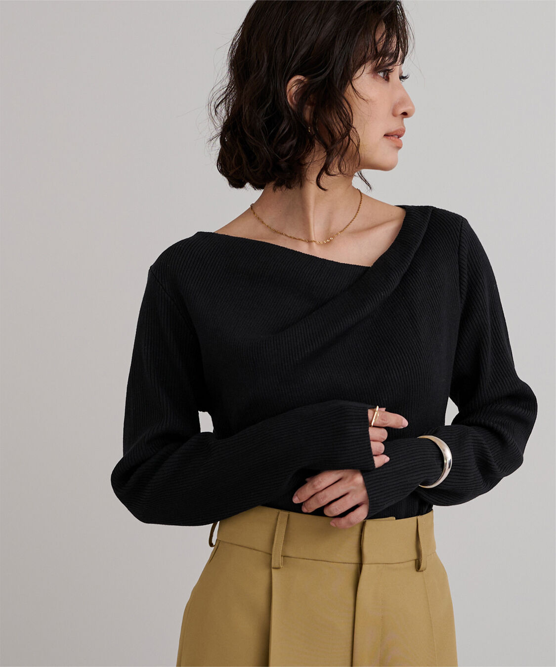 ur's「オフショルダーリブニットトップス」|ニット・セーター|