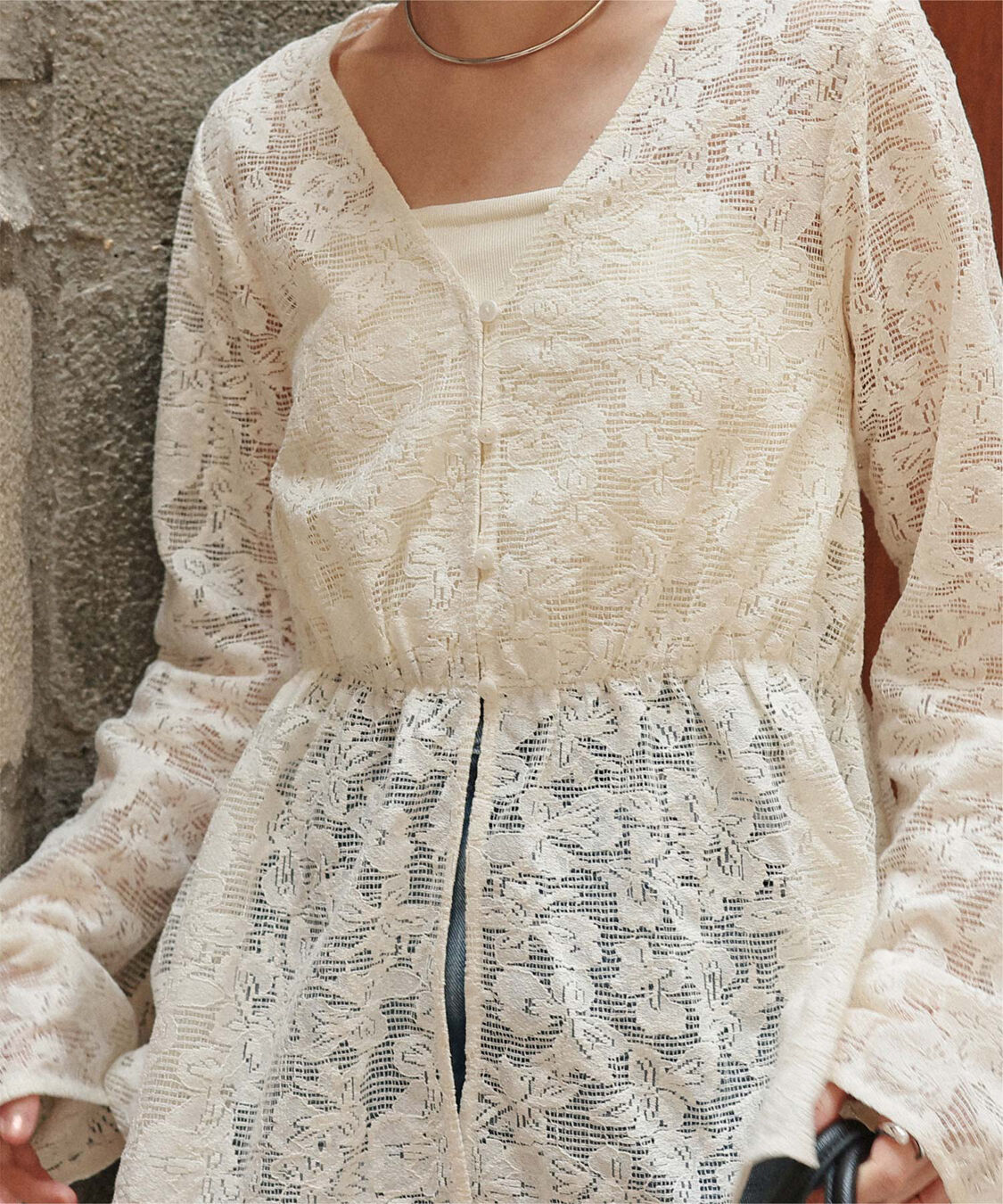 titivate「Vネックペプラムデザインレースブラウス」|シャツ・ブラウス|