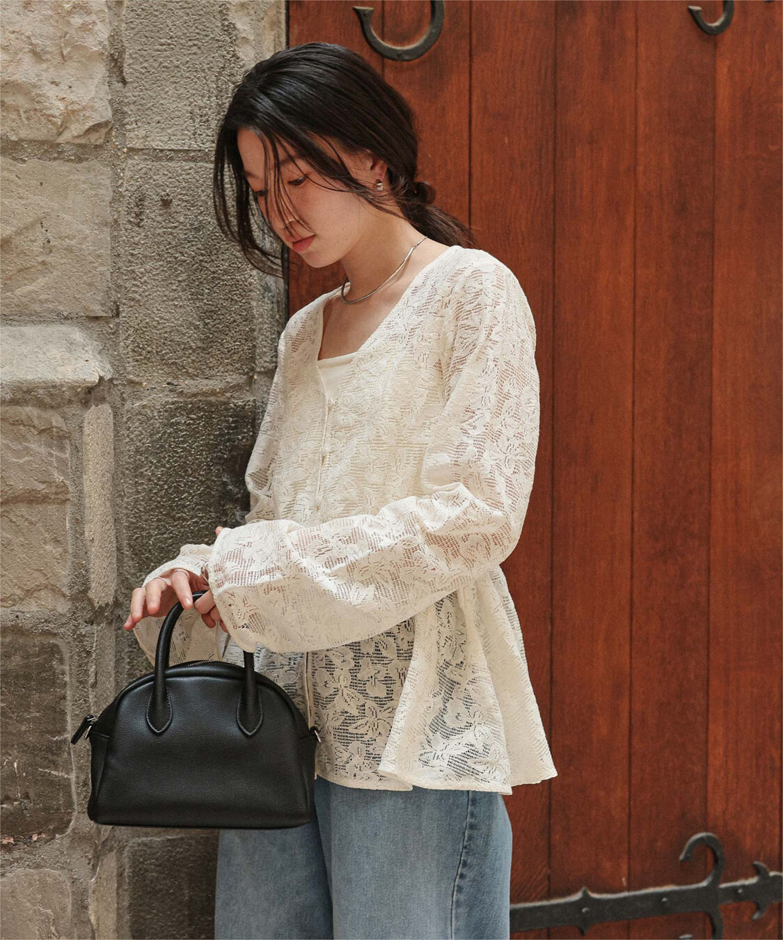titivate「Vネックペプラムデザインレースブラウス」|シャツ・ブラウス|