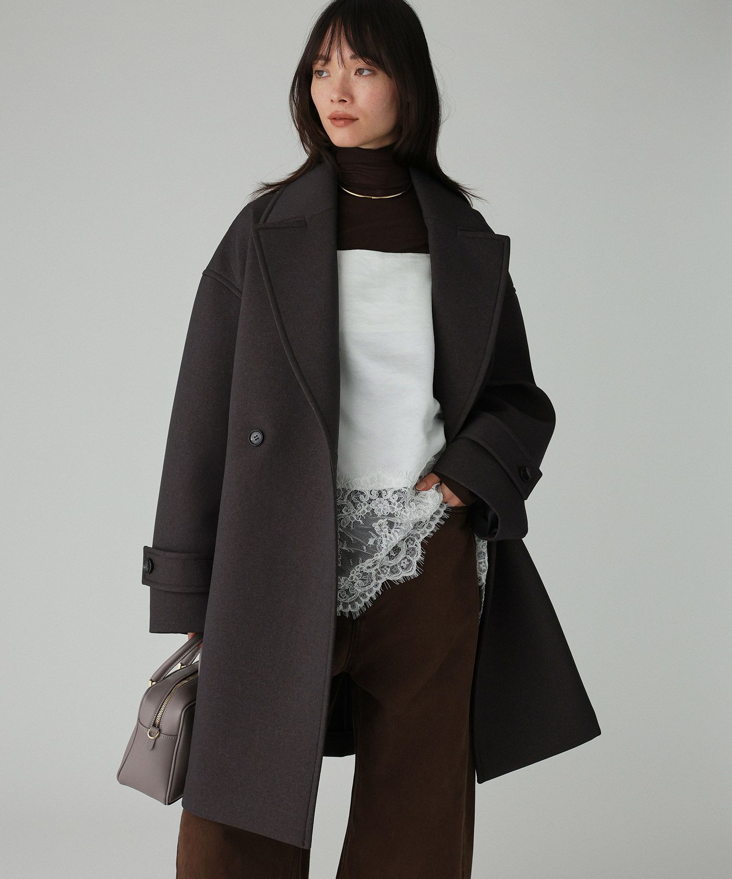 BABYLONE「ボンディングジャケットコート」|ピーコート|ﾁｬｺｰﾙ