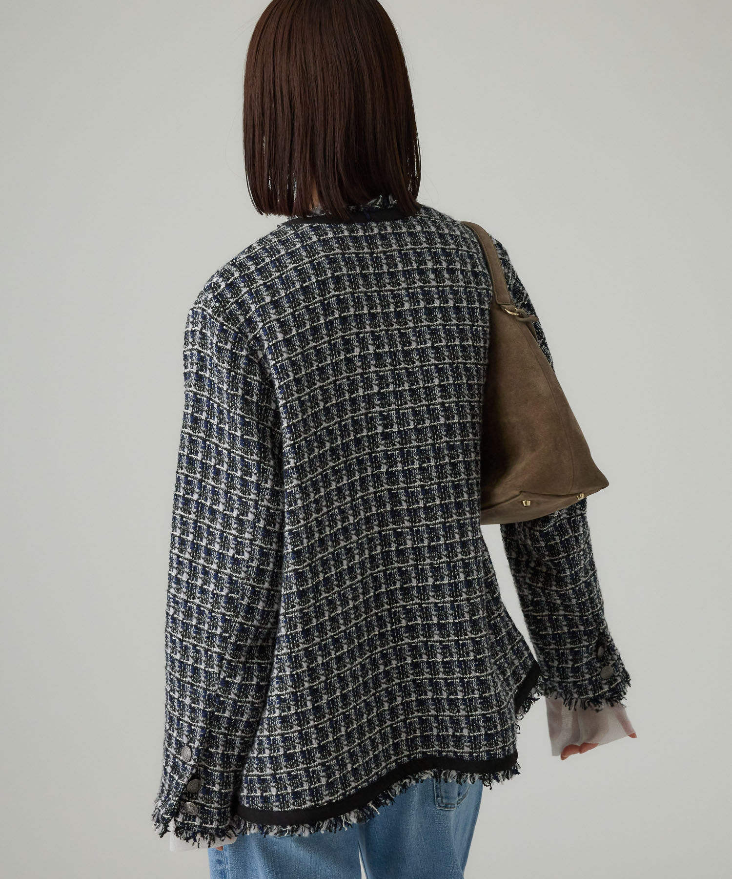 BABYLONE「【柳橋唯さんコラボアイテム】ツイードジャケット」|ノーカラージャケット|