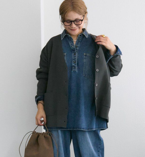  「【WEB限定/Du noir】スポンディッシュBIGVネックカーディガン」|カーディガン|