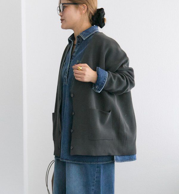  「【WEB限定/Du noir】スポンディッシュBIGVネックカーディガン」|カーディガン|