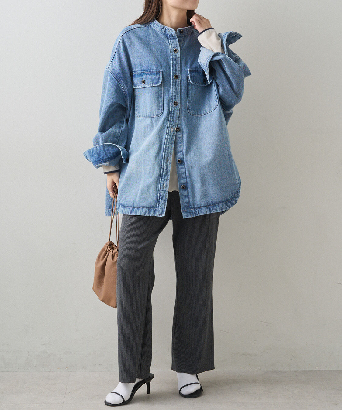  「コーンデニムバンドカラーデニムジャケット」|テーラードジャケット|