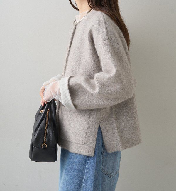  「Wフェイスニットノーカラージャケット」|テーラードジャケット|