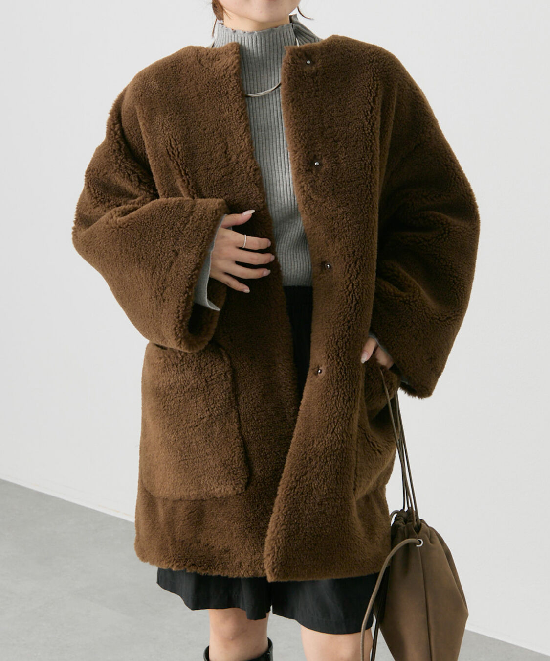  「リサイクルボアノーカラーコート」|ノーカラーコート|