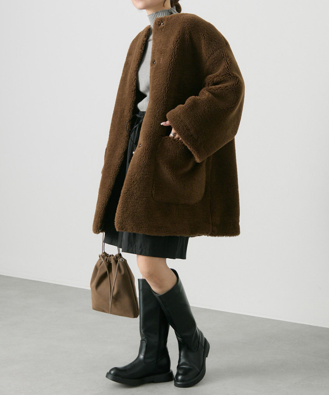  「リサイクルボアノーカラーコート」|ノーカラーコート|