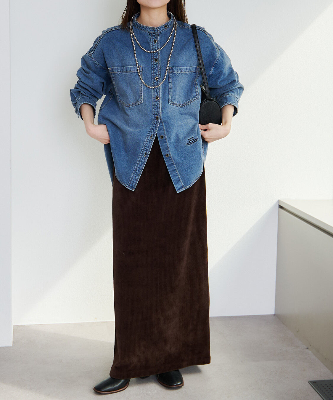  「デニムバンドカラーシャツ」|シャツ・ブラウス|