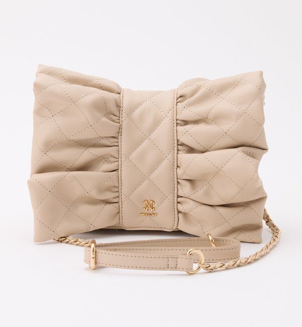  「リボンキルティングショルダーバッグ」|ショルダー・メッセンジャー|ベージュ