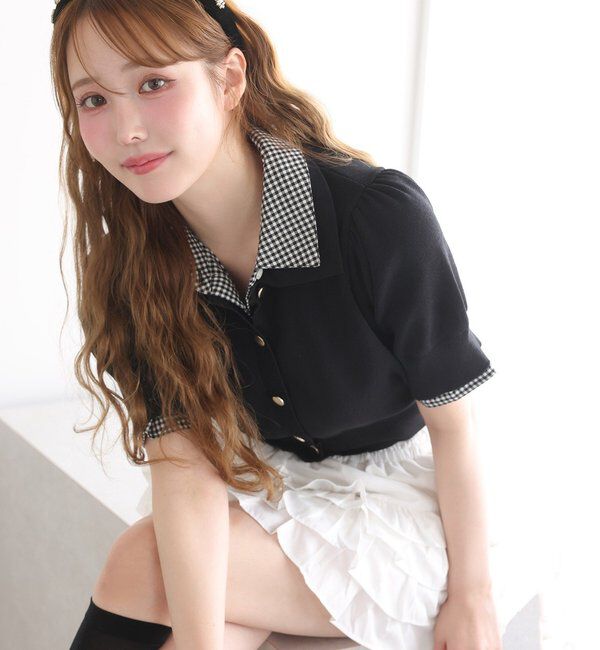  「【リバイバル】今期トレンド/重ね襟半袖ニット」|ニット・セーター|