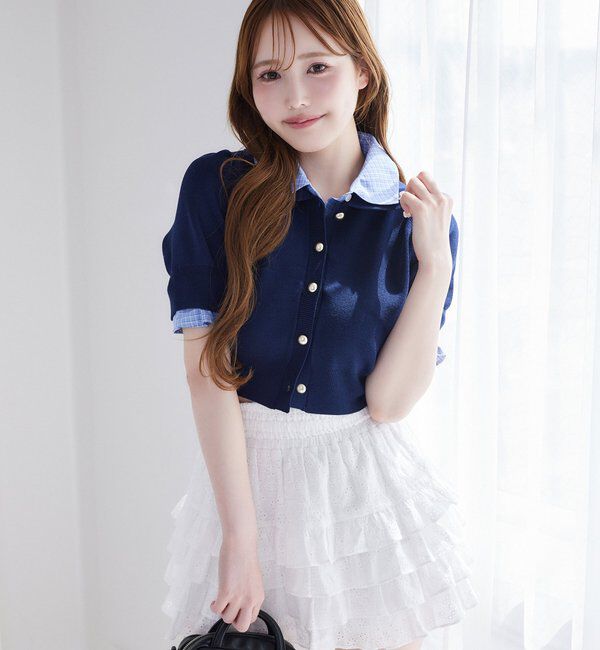  「【リバイバル】今期トレンド/重ね襟半袖ニット」|ニット・セーター|