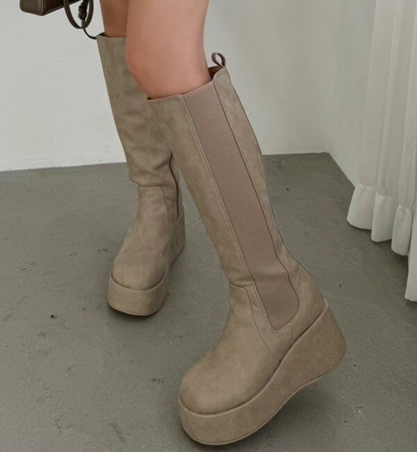  「【マイナス3キロ見え/SNSで話題】厚底サイドゴアロングブーツ」|その他|