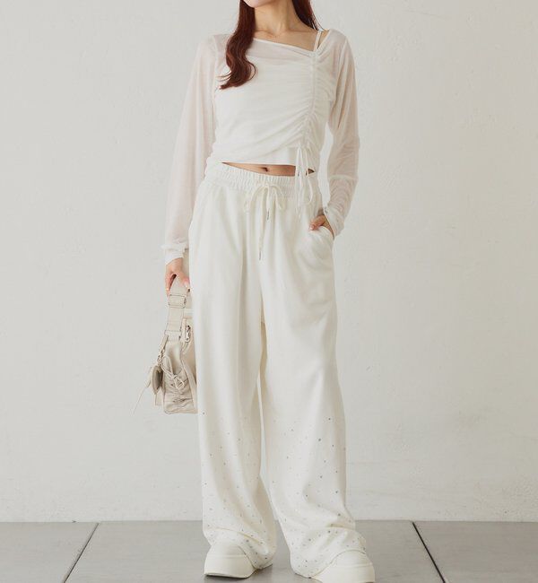  「セットアップ対応／裾ビジューカットパンツ」|その他|