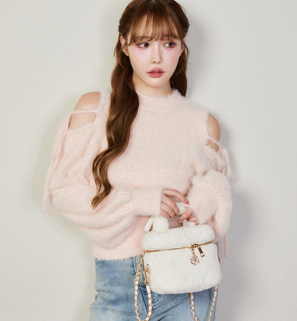  「2way肩あきシャギーニット」|ニット・セーター|ピンク