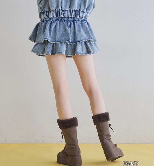  「【PEANUTSコラボ】フリルミニスカート」|スカート|