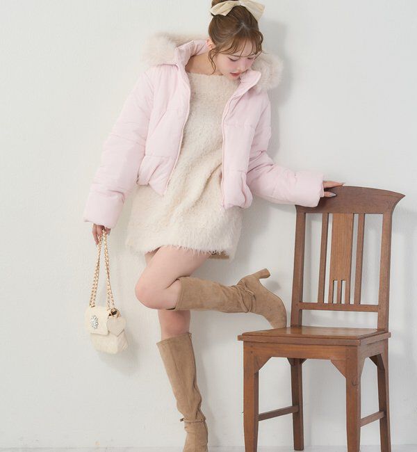  「ファー付きショートフェイクダウン」|ダウンベスト・ベスト|