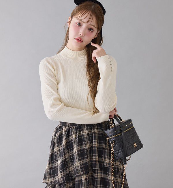  「袖ボタンプチハイニット」|ニット・セーター|