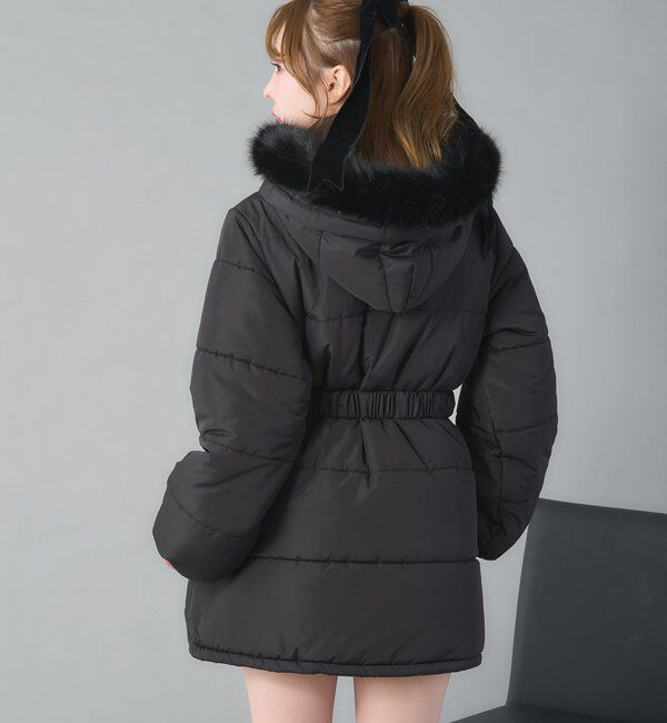  「ベルト付きフェイクファーフードフェイクダウン」|その他|