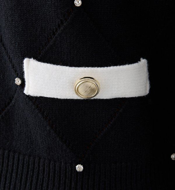  「配色ビジュー付ポロニット」|ニット・セーター|