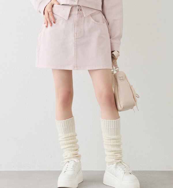  「ウェスト折り返しデニムミニスカート」|スカート|