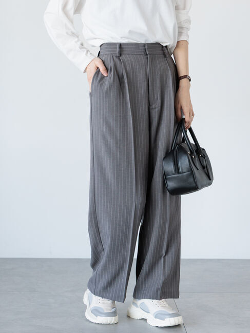 Lugnoncure「【セットアップ可】タックストレートパンツ」|その他|グレー