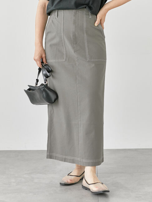 Lugnoncure「配色ステッチスカート《2025summer catalog item》」|スカート|グレー