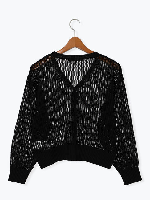 Lugnoncure「メッシュ編みVネックカーディガン」|カーディガン|