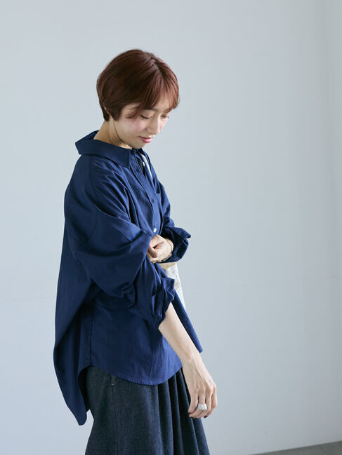 Lugnoncure「無地/柄アソートレギュラーオーバーシャツ」|シャツ・ブラウス|ネイビー