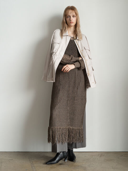 Te chichi「フリンジメッシュニットワンピース《2025Autumn catalog vol.2 item》」|ワンピース|モカ
