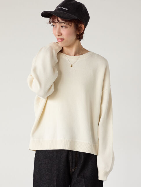 Lugnoncure「スウェットライククルーネックニット」|ニット・セーター|オフホワイト