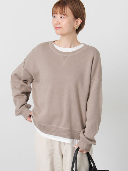 Lugnoncure「スウェットライククルーネックニット」|ニット・セーター|モカ