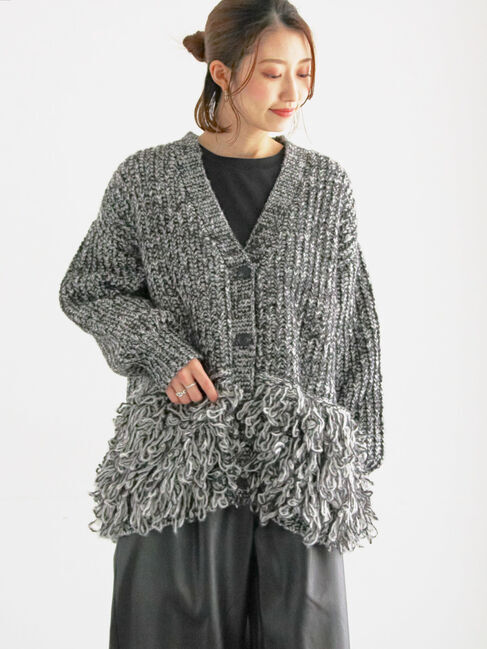 Te chichi「ループ編みVネックミドルカーディガン」|カーディガン|