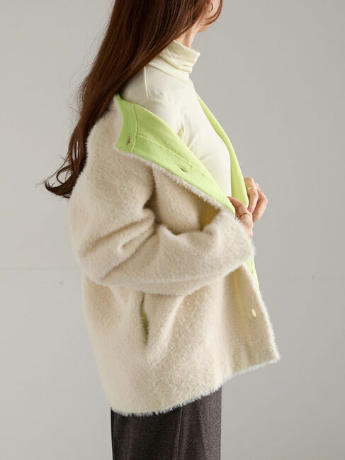 Te chichi「【R by Te chichi】ダブルフェイスフェザーカーディガン《2025winter catalog item》」|カーディガン|オフホワイト