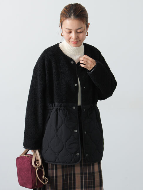 Lugnoncure「ボアキルト切替コート」|その他|ブラック