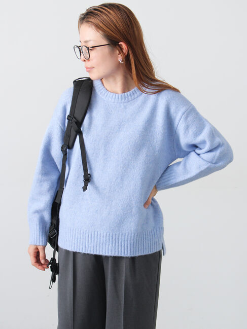 Lugnoncure「ウール混ふわふわクルーネックニット」|ニット・セーター|ブルー