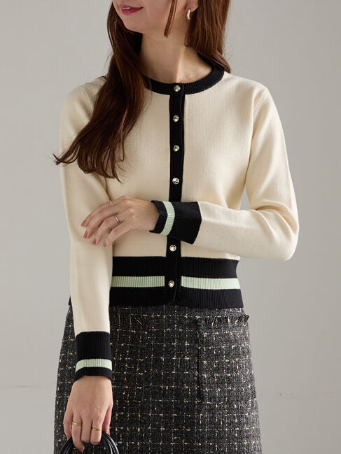 Te chichi「バイカラークラシカルカーディガン」|カーディガン|オフホワイト